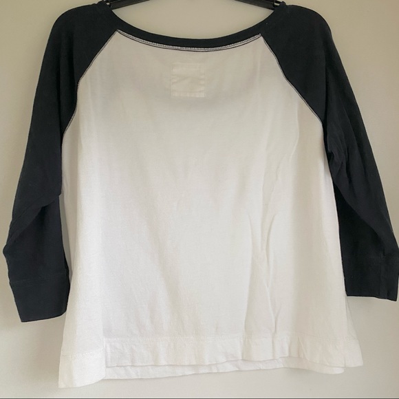 White & Navy Baseball Tee 3/4 Sleeve - Picture 3 of 5